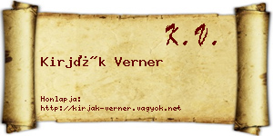 Kirják Verner névjegykártya